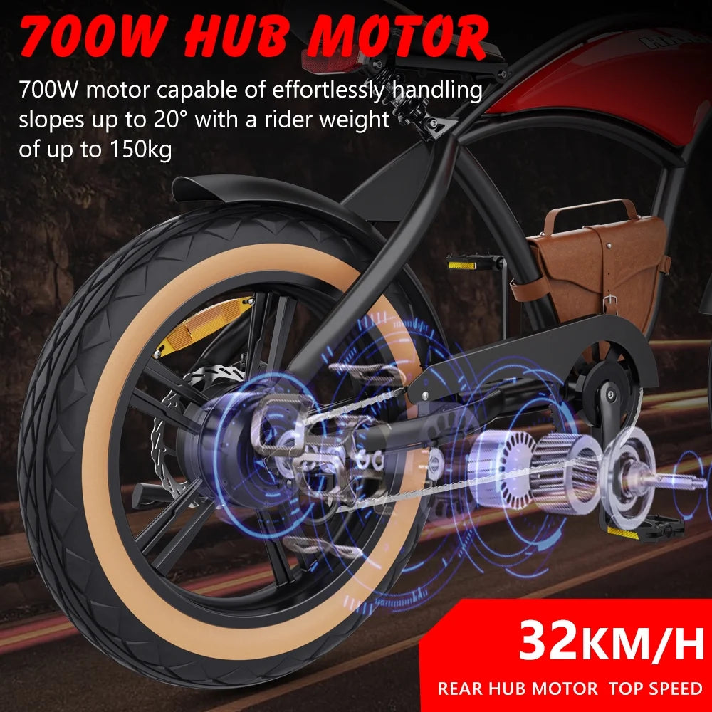 Hidoes B10 Electric Mountain Bike for Men/Woman 1000W Adult Electric Bicycle 20" Fat Tire Off Road E-bike with Removable Battery up to 28 mph,Free Shipping, Red