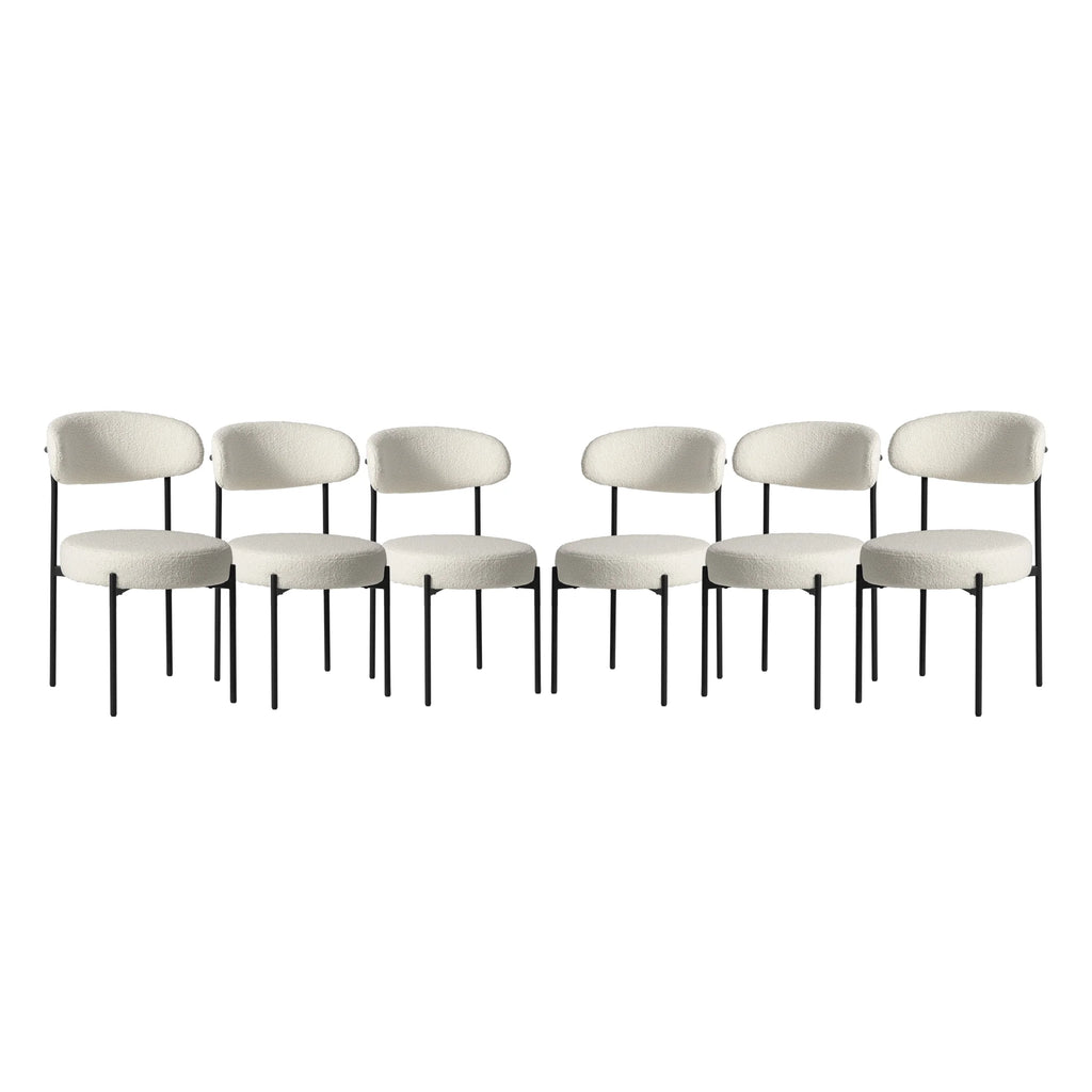 WestinTrends Alexandria Mid-Century Modern Upholstered Sherpa Round Dining Chairs (Set of 4), Sunset Gold