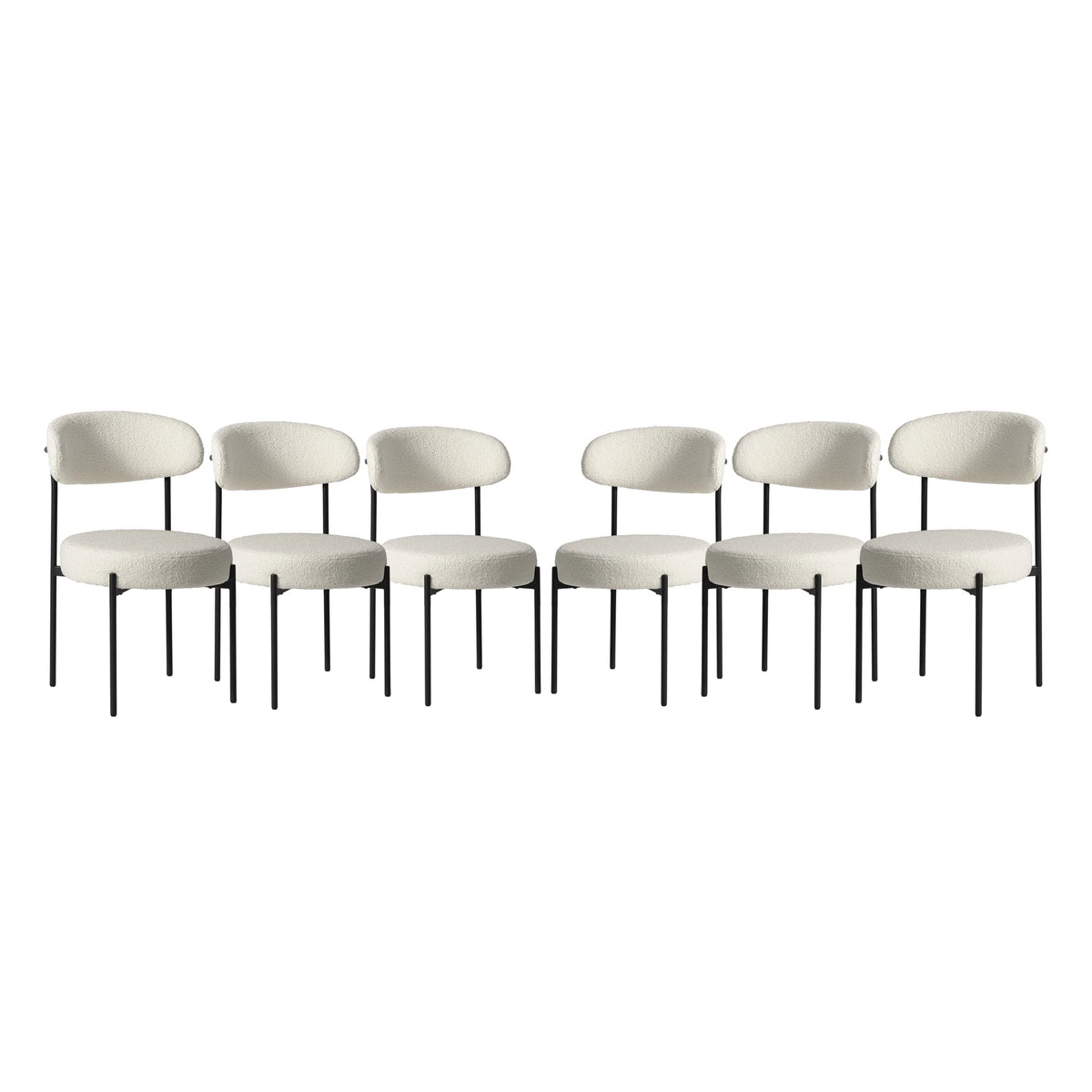 WestinTrends Alexandria Mid-Century Modern Upholstered Sherpa Round Dining Chairs (Set of 4), Sunset Gold