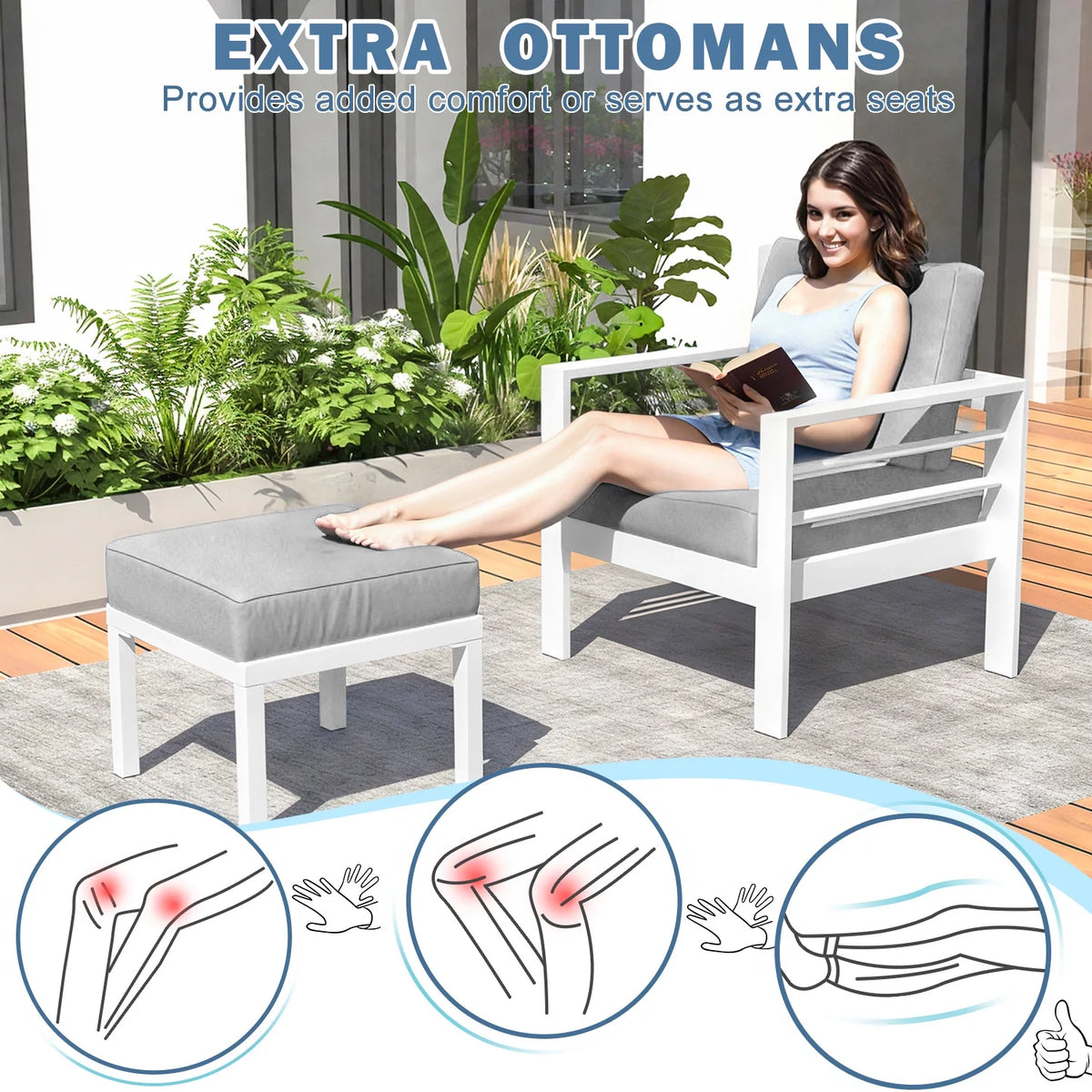 AECOJOY Aluminum Outdoor Furniture Set, 7 Pieces Metal Patio Furniture on sale Outdoor Couch Patio Conversation Set - Light Grey