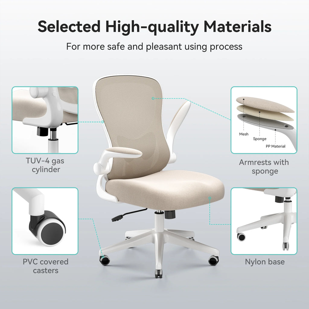 Hbada Office Chair, Ergonomic Desk Chair, Computer Mesh Chair with Lumbar Support and Flip-up Arms, Gray