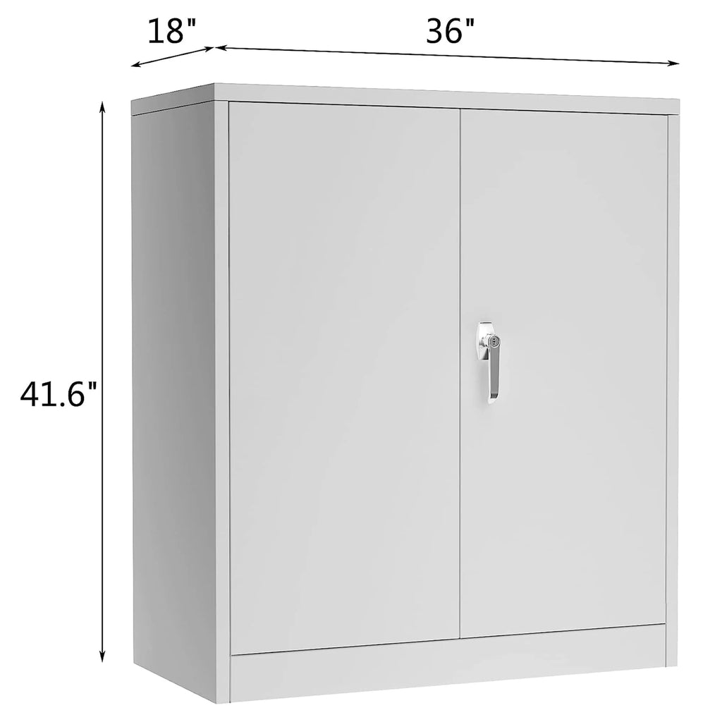 Aobabo 72 Inch Locking Storage Cabinet w/ Adjustable Shelves, Gray