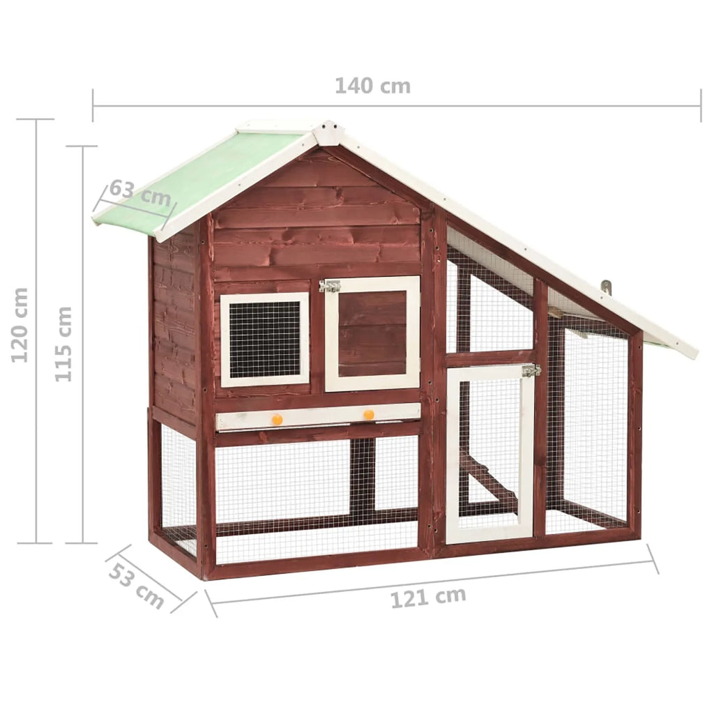 Pefilos 55" 2 Story Rabbit Hutch with Ramp, Tray, Wood Bunny Cage Poultry Chicken Coops, Beige