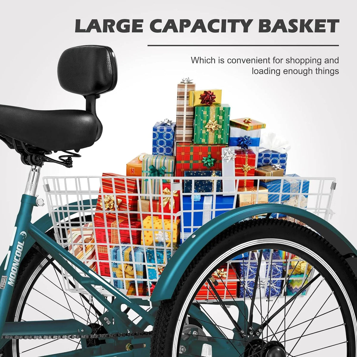 FICISOG 7 Speed Adult Tricycle for Women, 20/24/26 Inch Adult Trike with Basket, 3 Wheel Bikes for Adults Seniors, Cruise Trike for Shopping Picnic
