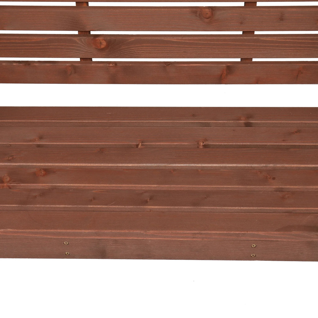 6.8FT Wooden Arch with Bench for 2 People, Garden Arbor Trellis for Climbing Plant, Outdoor Garden Lawn Backyard Patio Decor, Dark Brown
