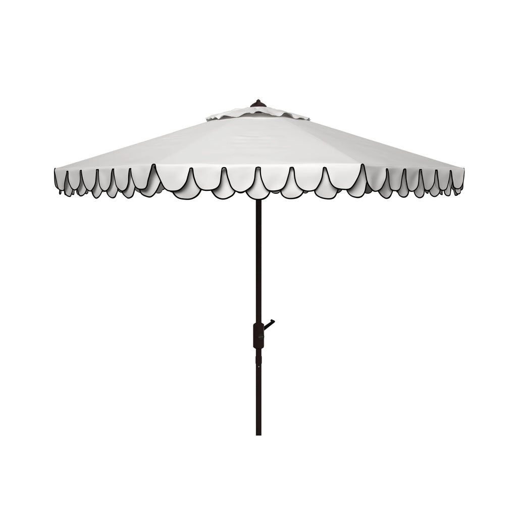 SAFAVIEH Outdoor Collection Elegant Valance 9-Foot Tilt Umbrella Navy / White