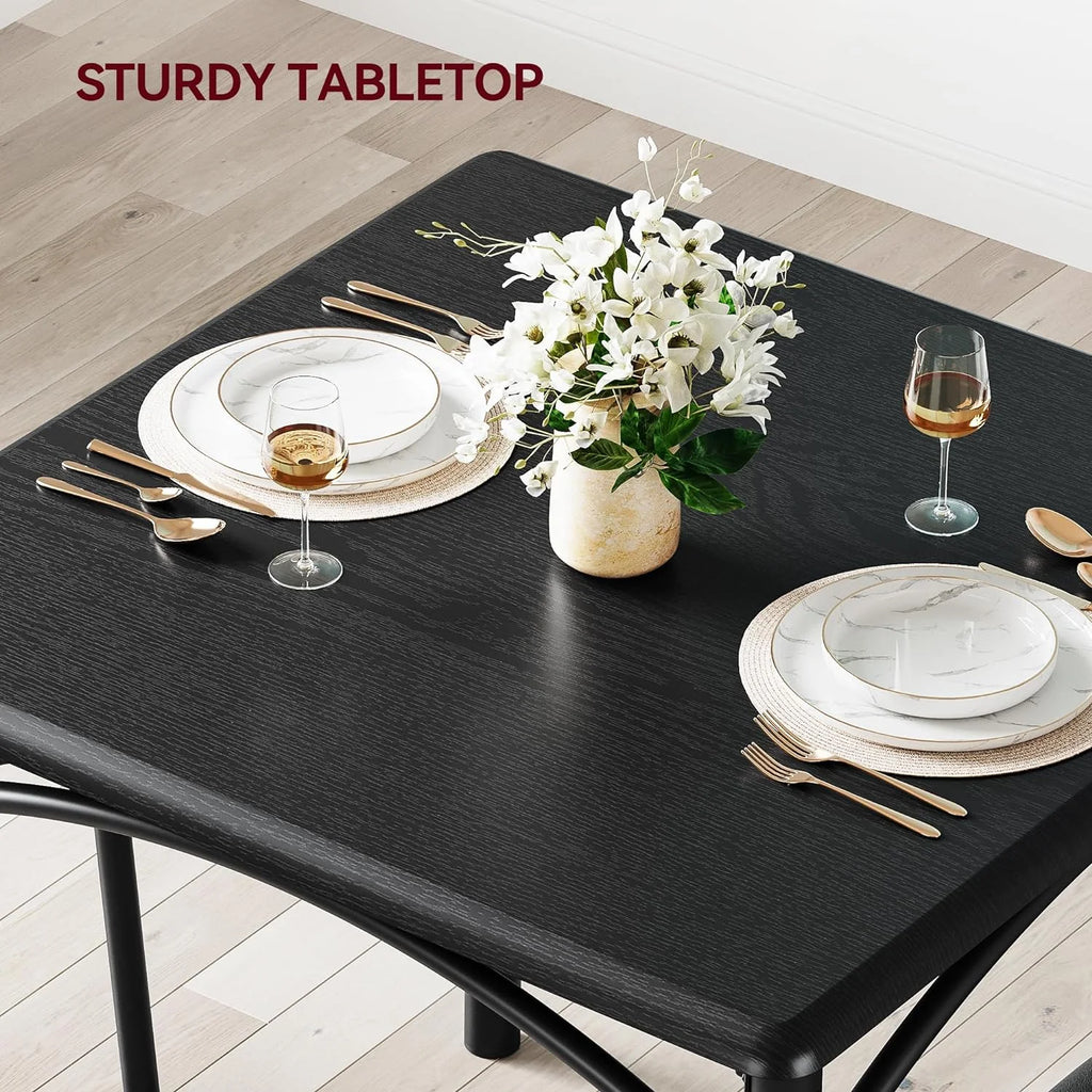 Dining Table Set for 2, Kitchen Table and Chairs for 2 with Upholstered Chairs, 3 Piece Dining Room Table Set, Square Kitchen Table Set for Small Space, Apartment, Studio