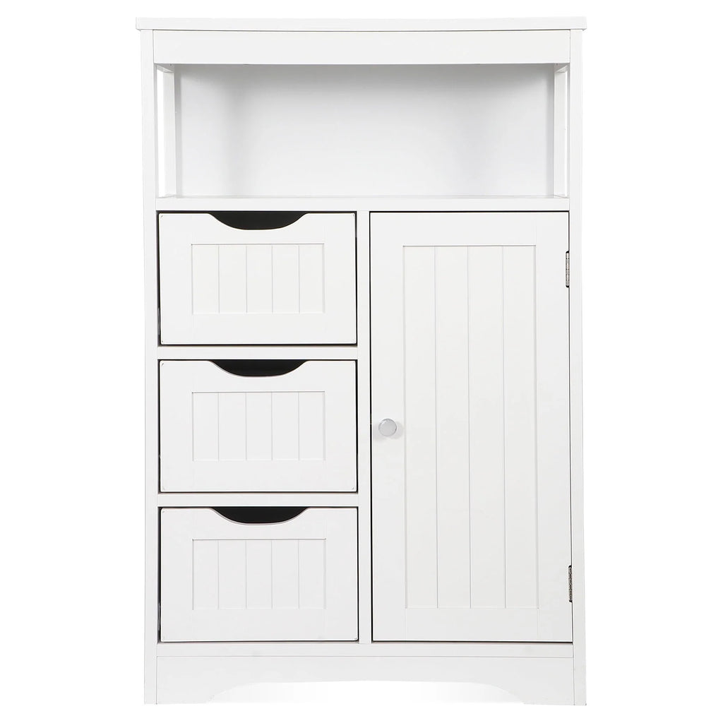 ZENY Bathroom Floor Cabinet, Free Standing Storage Cabinet with 3 Drawers and Adjustable Shelf, Modern Cupboard for Home Living Room Office, White