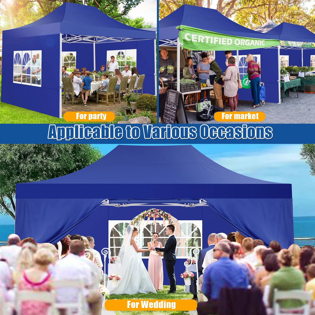 Hoteel 10x15 Heavy Duty Canopy Tent with 4 Sidewalls,Pop up Canopy for Parties Wedding,Commercial Easy up Gazebo with Roller Bag,UV 50+ &,Black