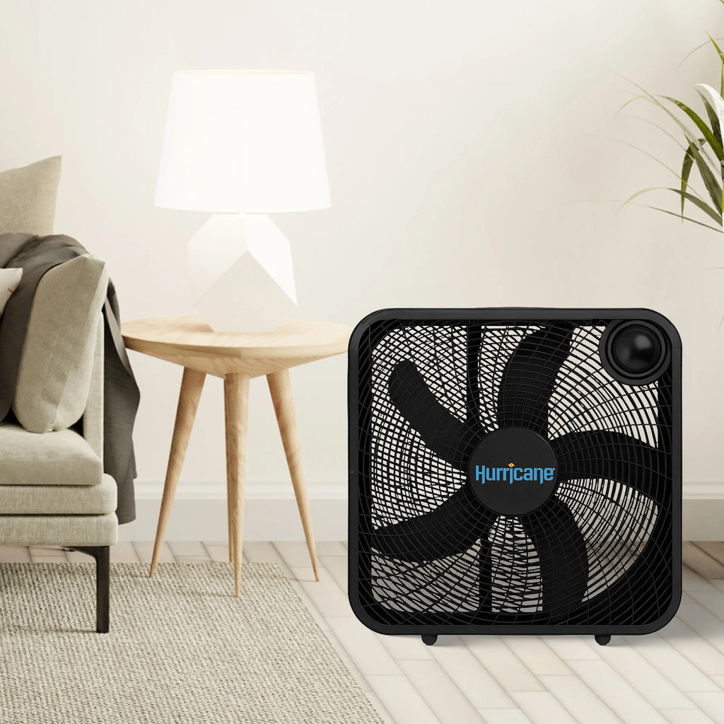 Hurricane 20 Inch Classic Series Floor Box Fan with 3 Speed Settings, Black, 2 Pack