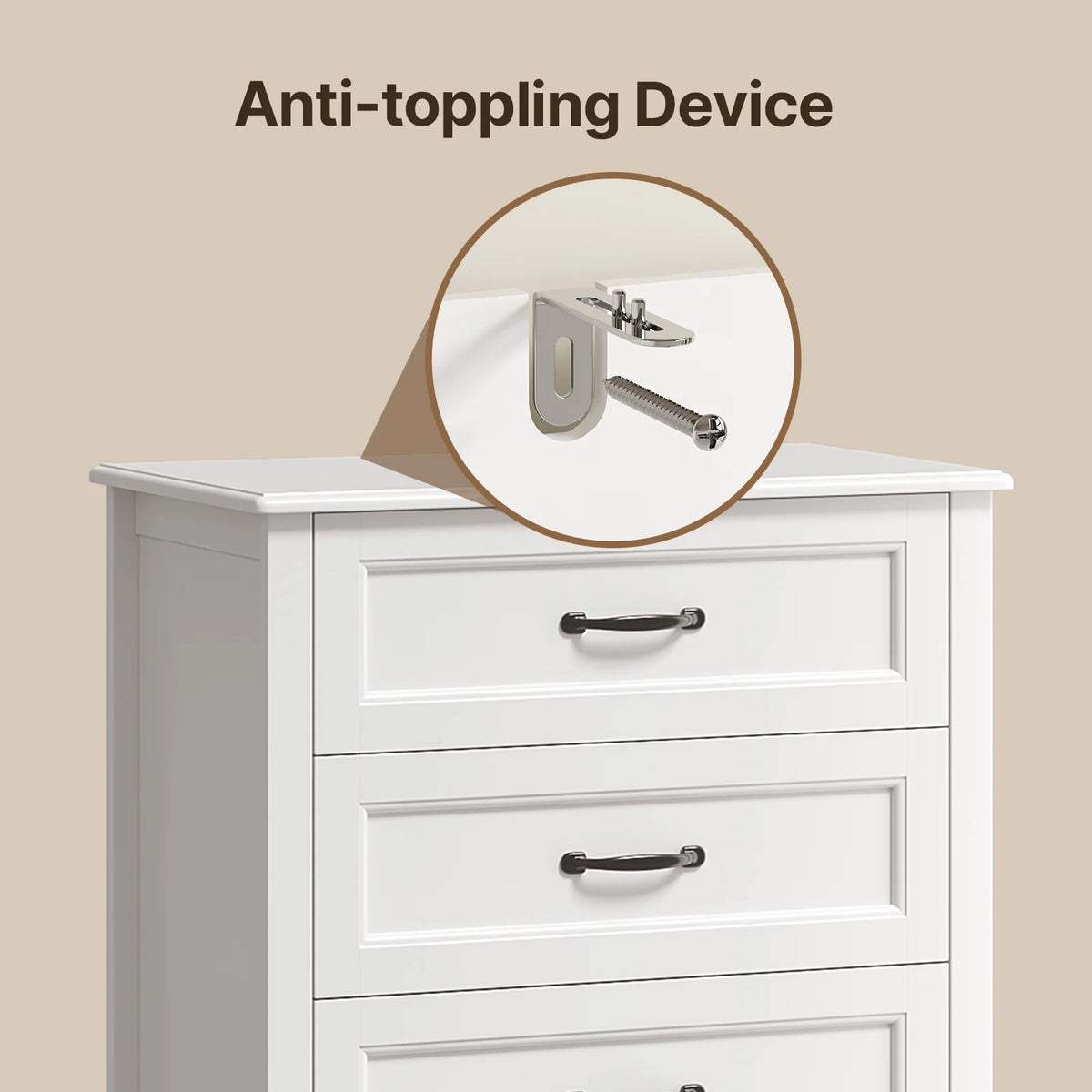 Dresser for Bedroom, Lofka 6-Drawer Wood Dresser with Anti-Tip Safety for Closet| Living Room