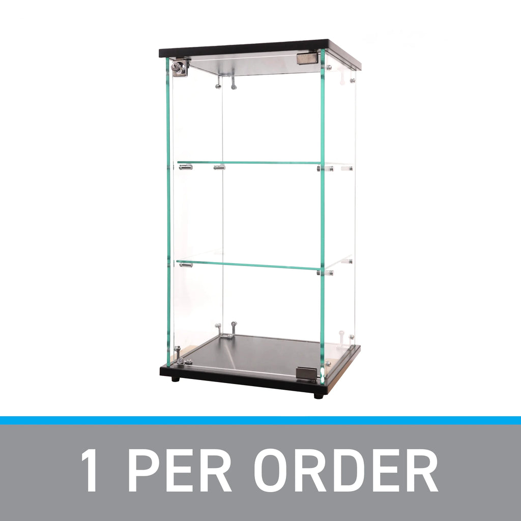 SSWBasics Infinity Countertop Glass Display Case (Ready to Assemble) - 12-1/4"W x 14-1/4"D x 27-1/4"H - Showcase Cabinet Bookcase with Lock  Perfect for Displaying Smaller Items