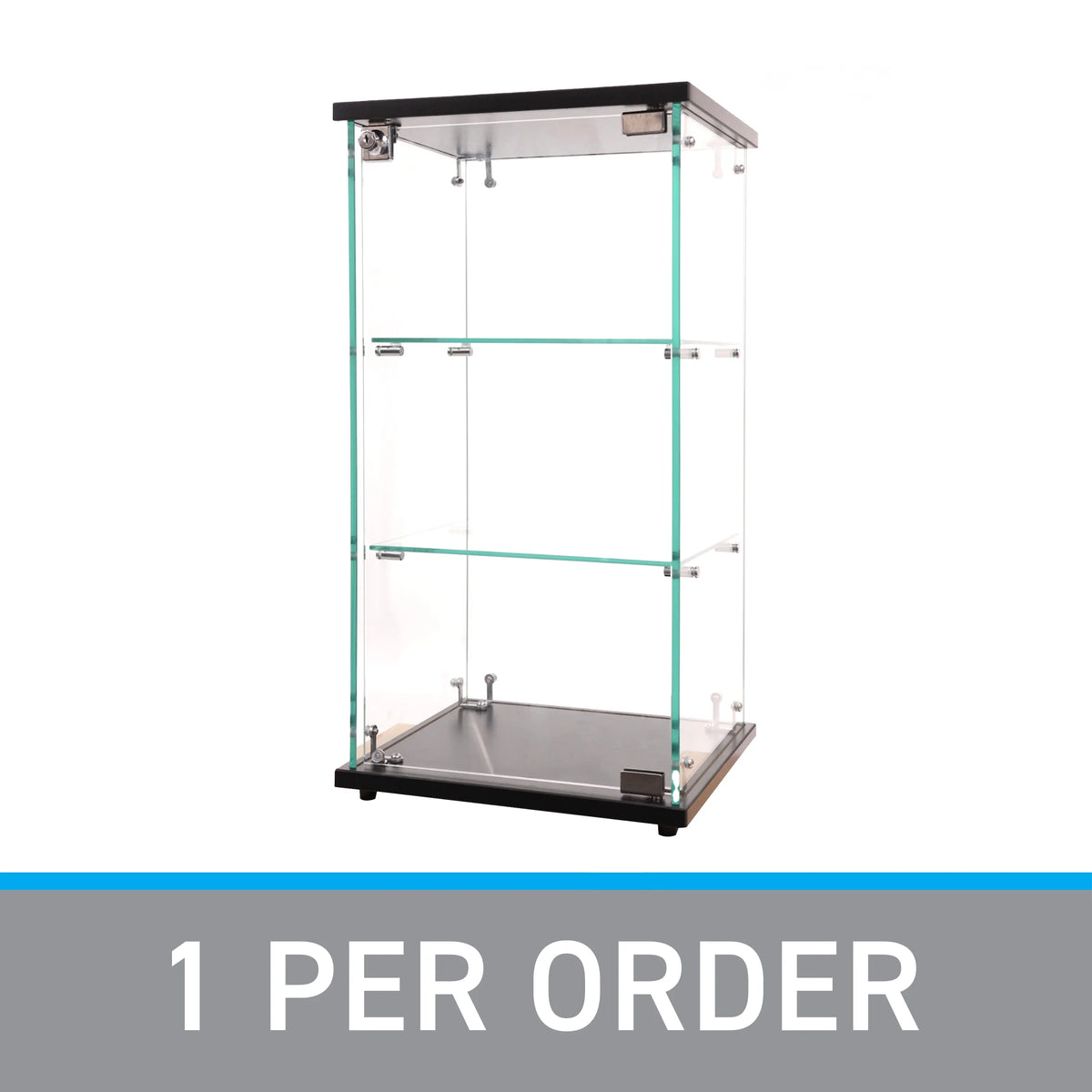 SSWBasics Infinity Countertop Glass Display Case (Ready to Assemble) - 12-1/4"W x 14-1/4"D x 27-1/4"H - Showcase Cabinet Bookcase with Lock  Perfect for Displaying Smaller Items