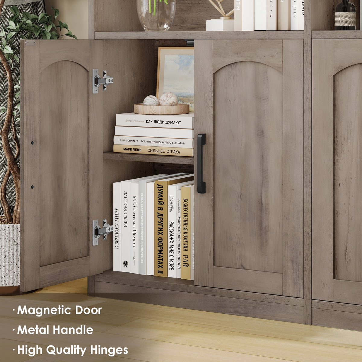 Homfa 73 Tall Bookcases with Doors, 8 Cubes 6-Tier Double Row Bookshelf, White Bookcase for Living Room Home Office