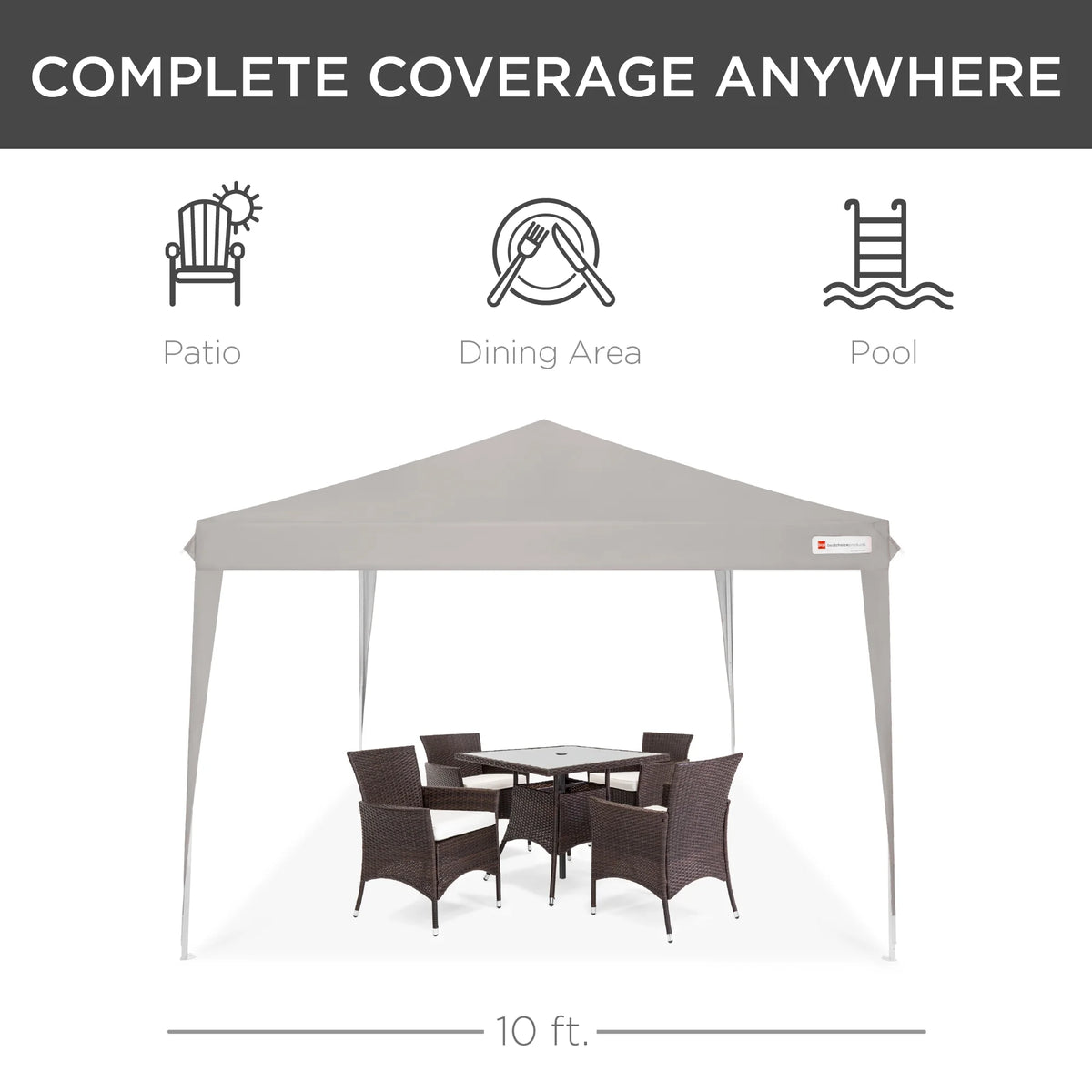 Best Choice Products 10x10ft Pop Up Canopy Outdoor Portable Adjustable Instant Gazebo Tent w/ Carrying Bag - White