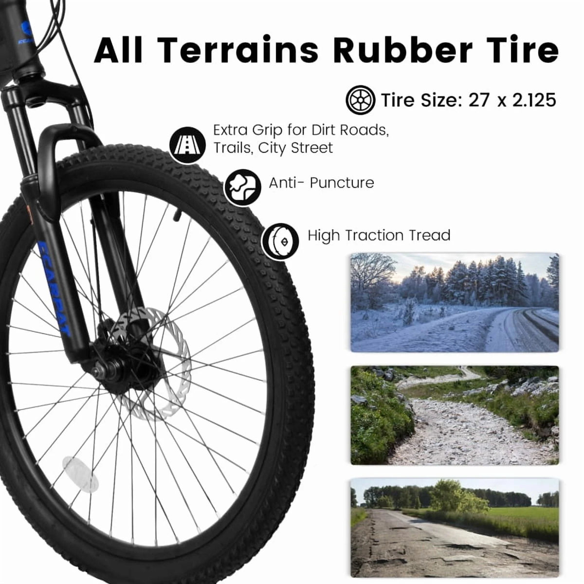 A2760 27.5 Inch Full Suspension Mountain Bike, Front and Rear Dual Shock Absorbers, Mechanical Disc Brakes, 21-Speed, Suitable for Men and Women, Ideal for Travel and Fitness Enthusiasts