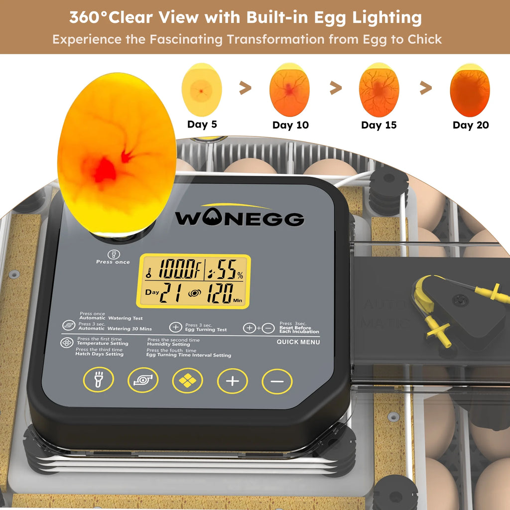 Montary 56 Egg Incubator: Auto Turning, Humidity Control & Water Refill for Chicken/Duck/Goose Eggs w/ Candler