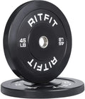RitFit 45lb Olympic Weight Plate Set of 2, Bumper Plates With Steel Insert, Olympic Barbell Weight Plates for Gym and Home, Single, Pair