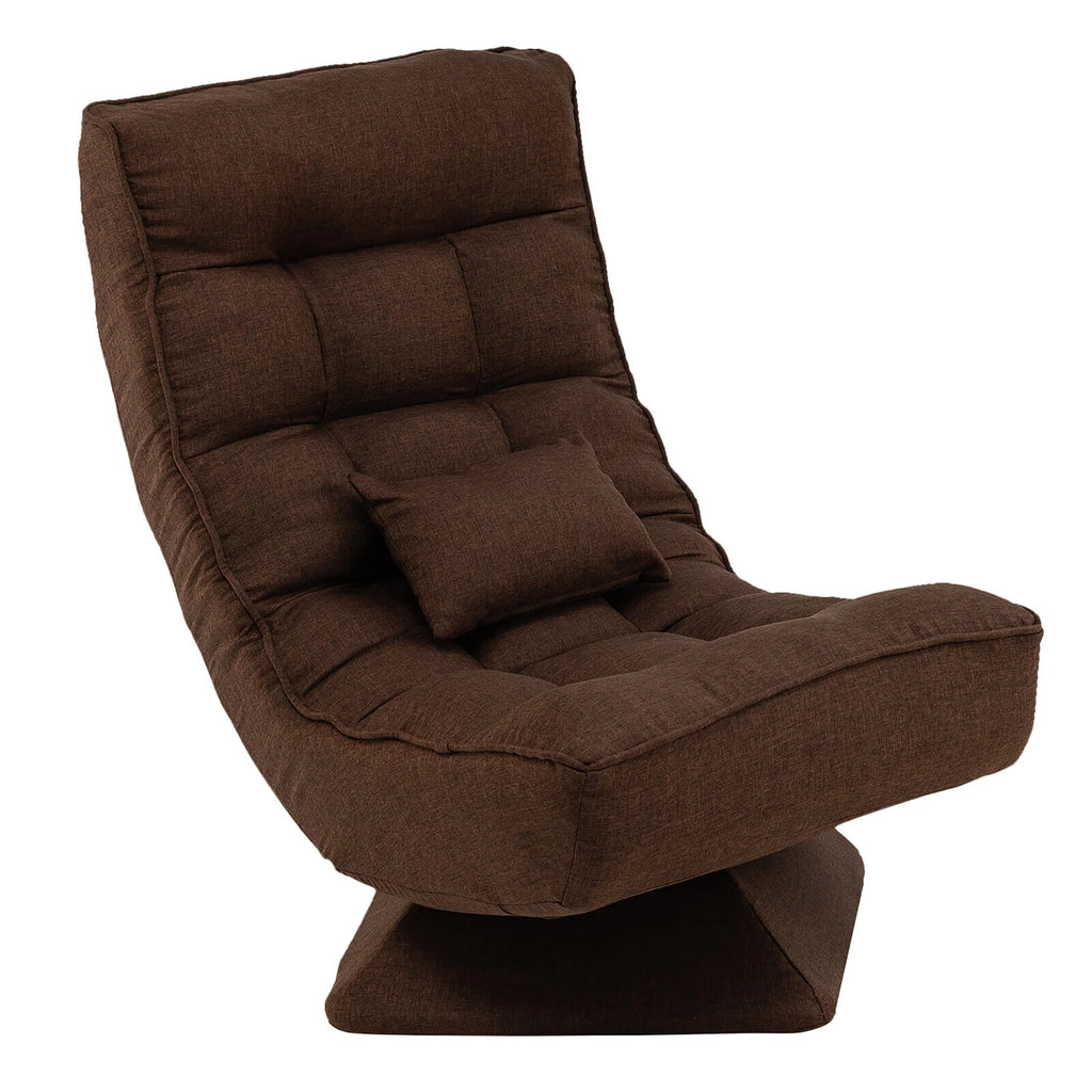 Costway 360 Swivel Floor Chair 5-Level Adjustable Lazy Chair w/ Massage Pillow Black