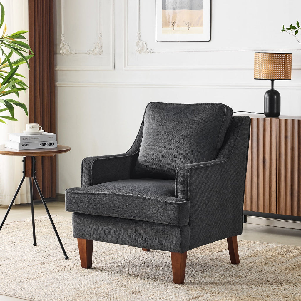 Ktaxon Fabric Accent Chair, Reading Armchair with Removable Cushion, Single Sofa with Extra Seat Depth for Living Room Bedroom Black