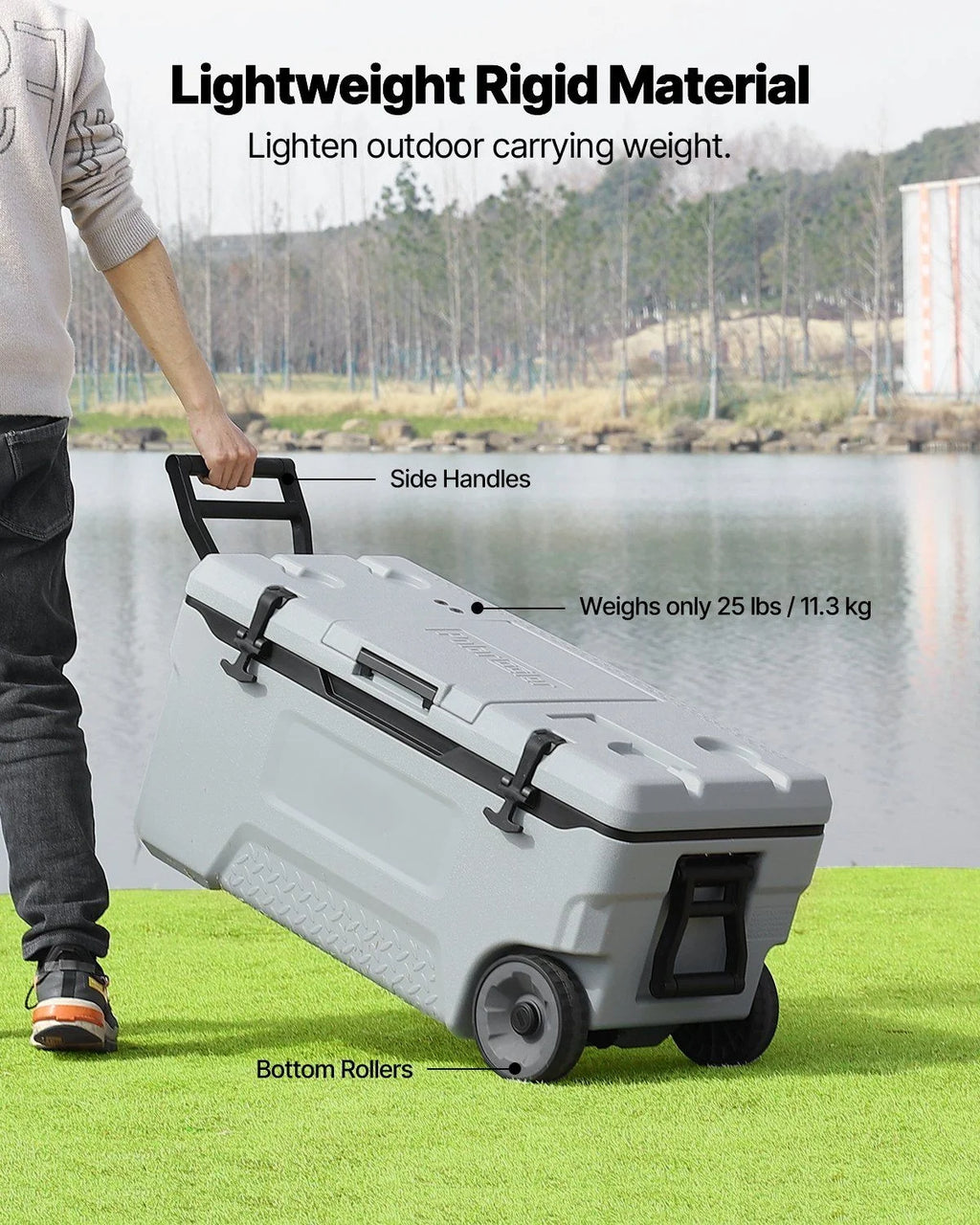 Portable Wheel Cooler 74 quarts, 120 tank capacity, insulated rolling cooler with cup holder for outdoor, camping, beach and picnic use