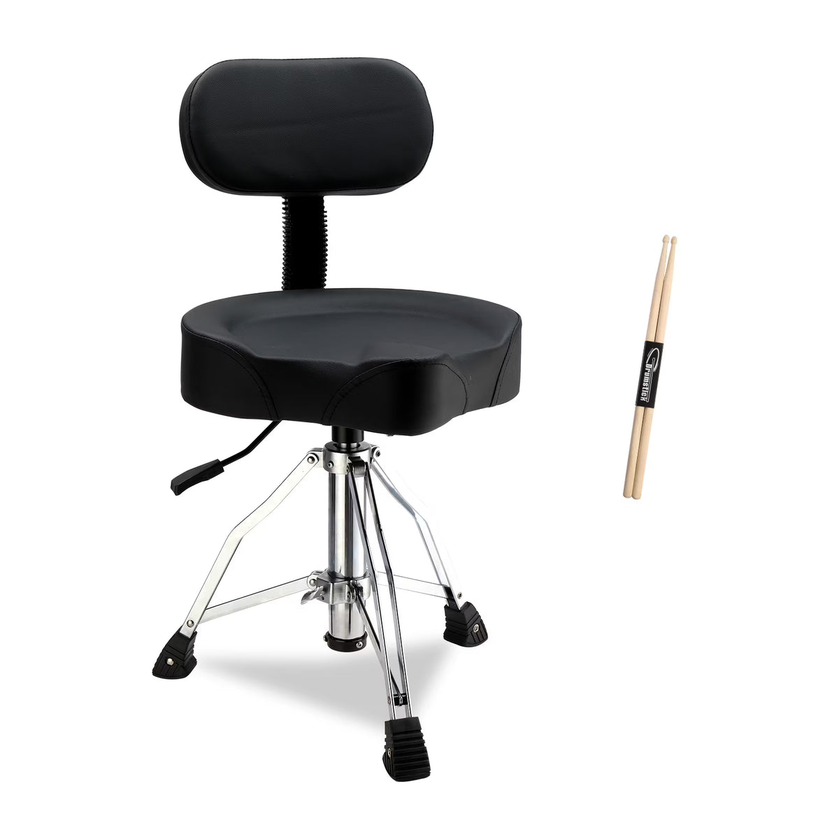 Ktaxon Adjustable Drum Throne with Backrest, 360 Rotating Hydraulic Seat, Thick Cushion for Home, Classroom, and Concert Use, Black