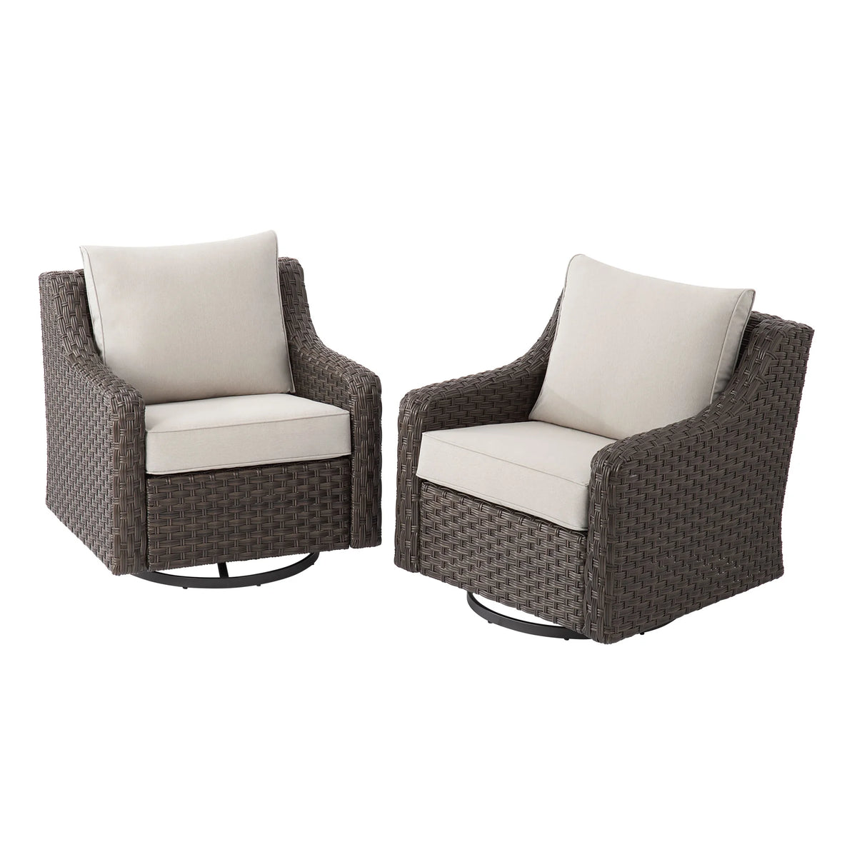 Better Homes & Gardens River Oaks Outdoor Swivel Gliders with Patio Covers, Set of 2, Dark Brown