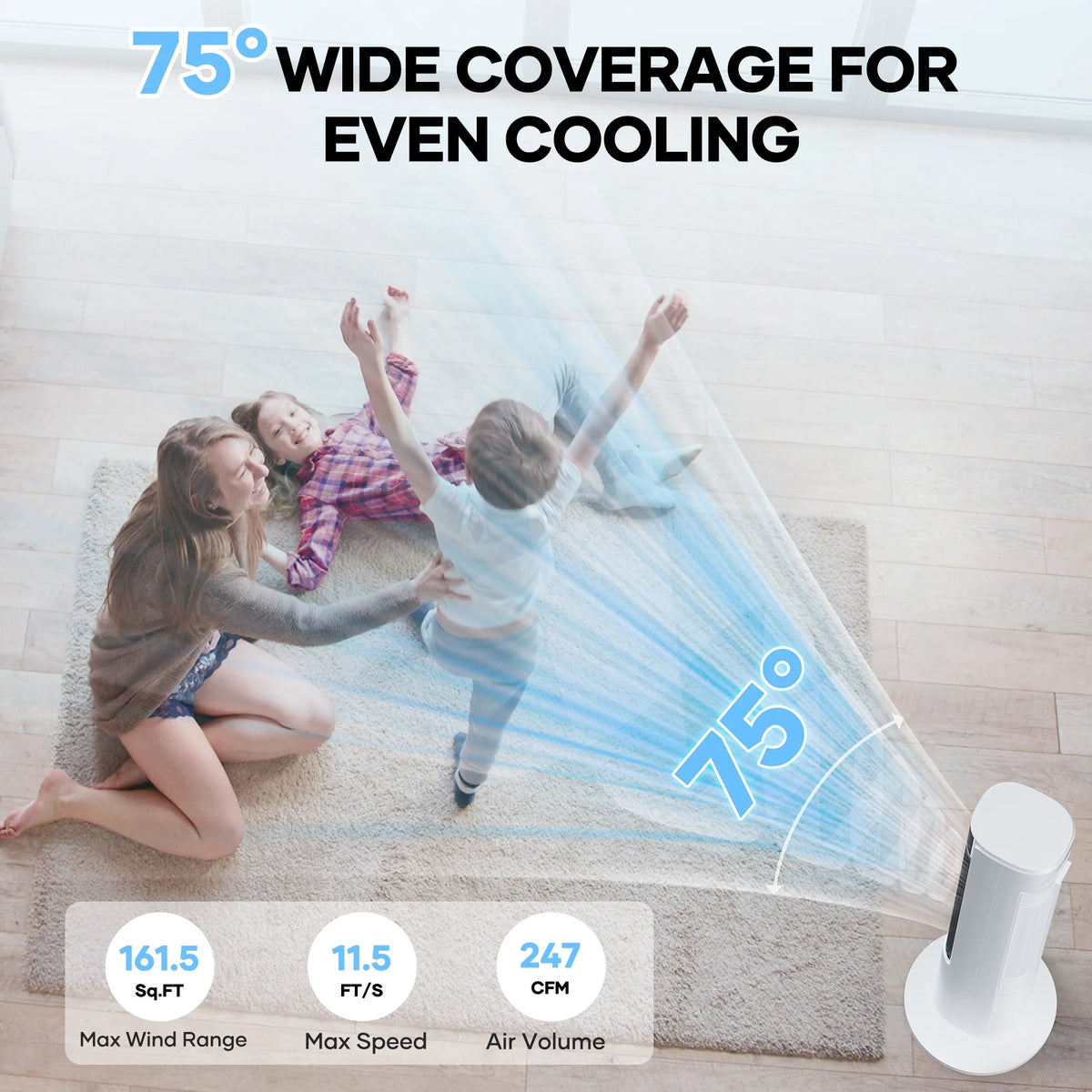 MaxKare 40" Evaporative Air Cooler, 3 Modes, 12H Timers, Oscillating Tower Fan White