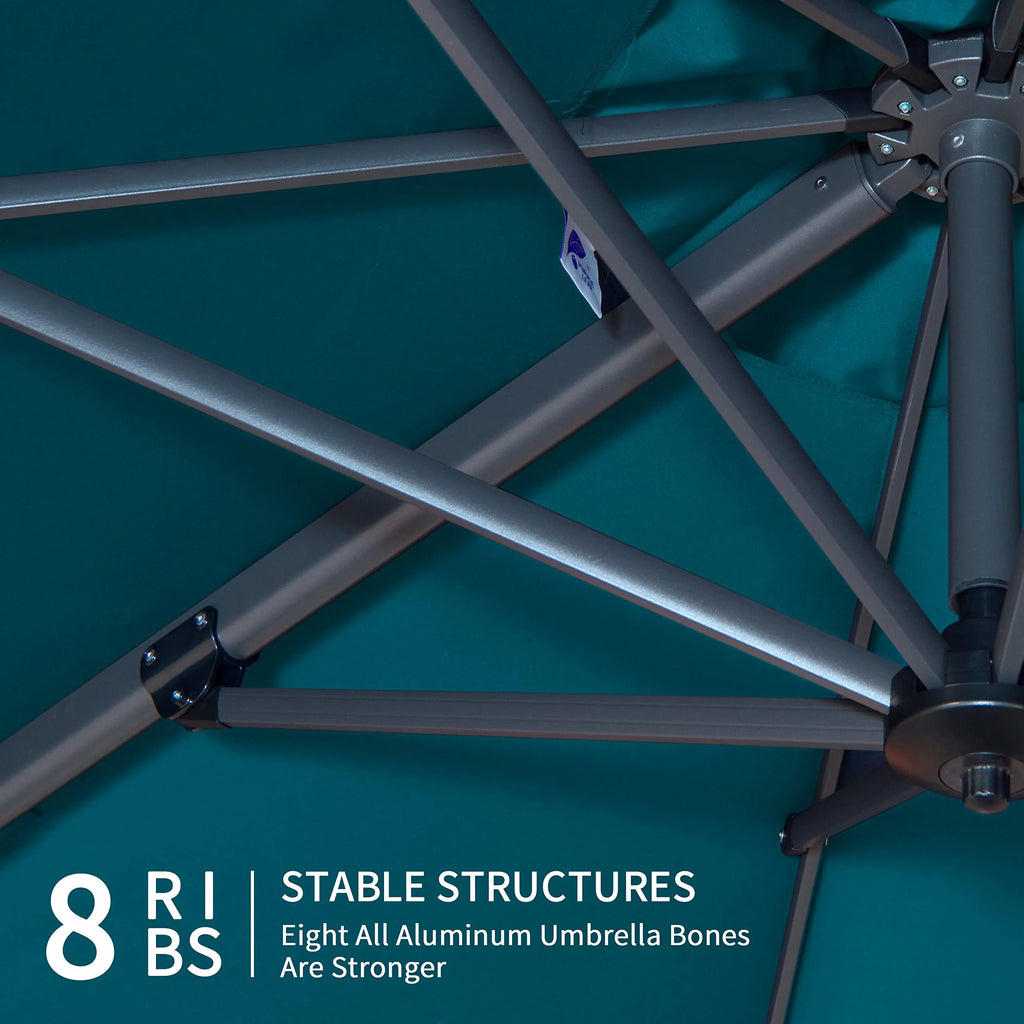 PURPLE LEAF 8x8 Ft Cantilever Umbrella Square Outdoor Patio Umbrella Large Offset Hanging Umbrella Aluminum Umbrella with 360°Rotation Adjustable Garden Pool Umbrella,Beige