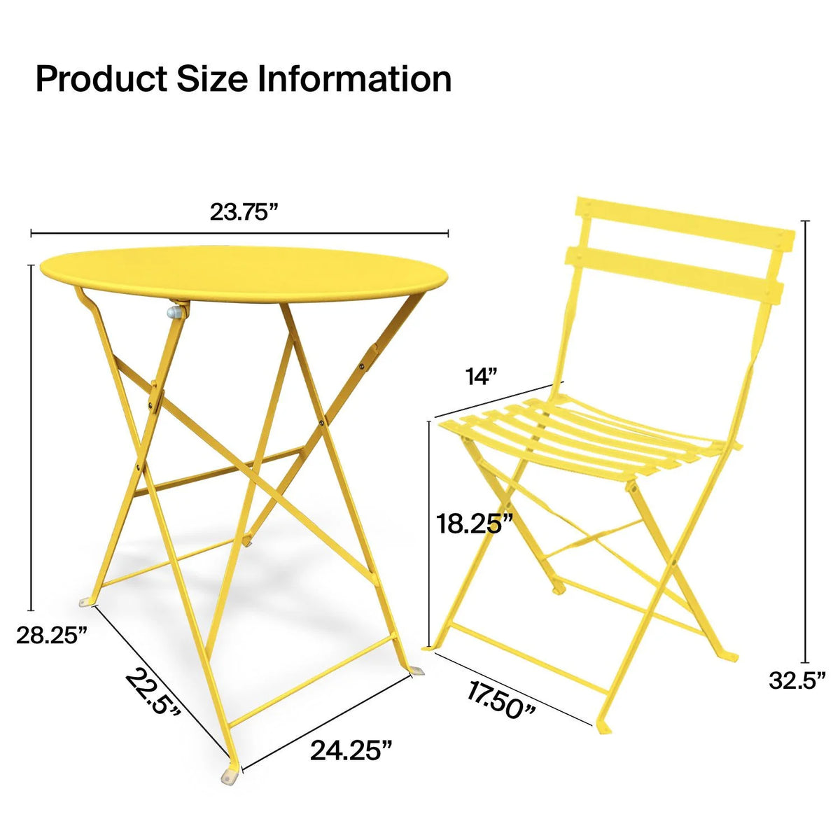Alin 3 Piece Relaxing Outdoor Furniture Set 2 Handy Chairs With a Round Table - Yellow
