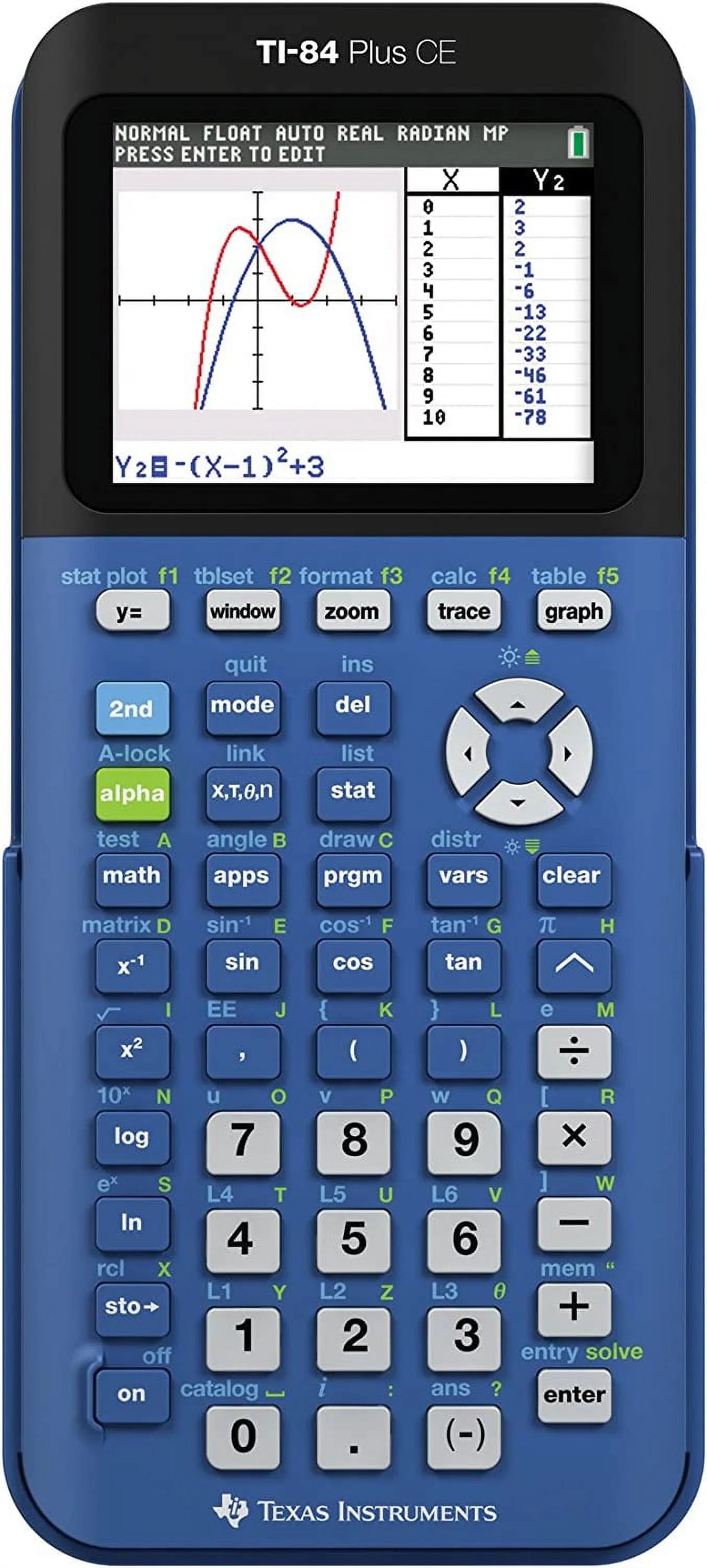 Texas Instruments TI-84 Plus CE Graphing Calculator, Bionic Blue, 7.5 inch