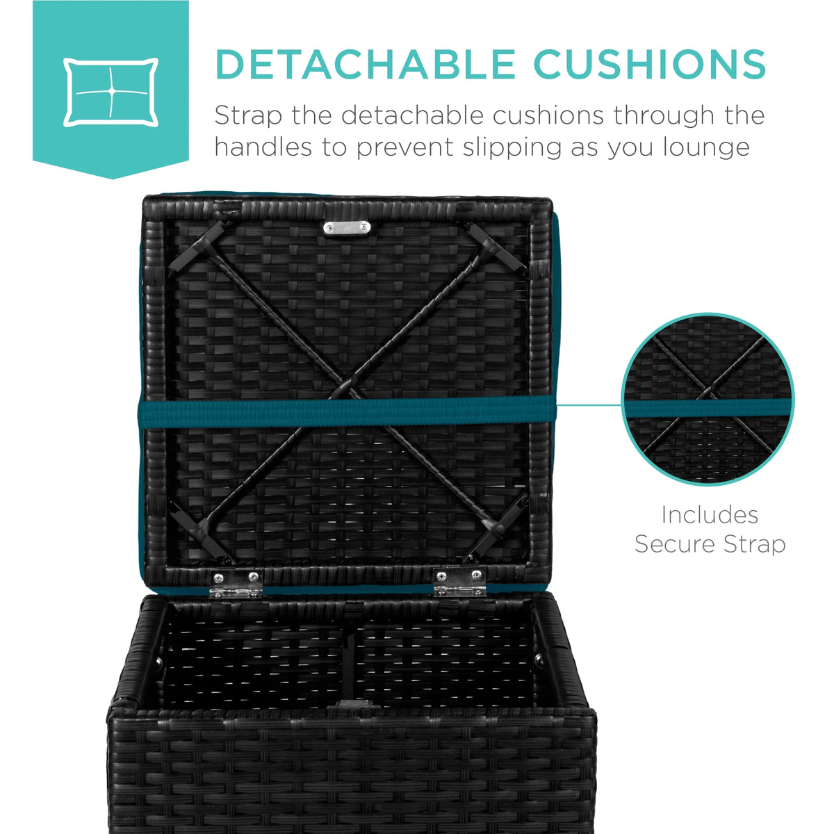 Best Choice Products Set of 2 Wicker Ottomans, Multipurpose Furniture w/ Removable Cushions - Brown/Beige