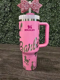 Barbie Stanley Cup 40oz | Pink Tumbler | Peony | Custom Laser Engraved Quencher