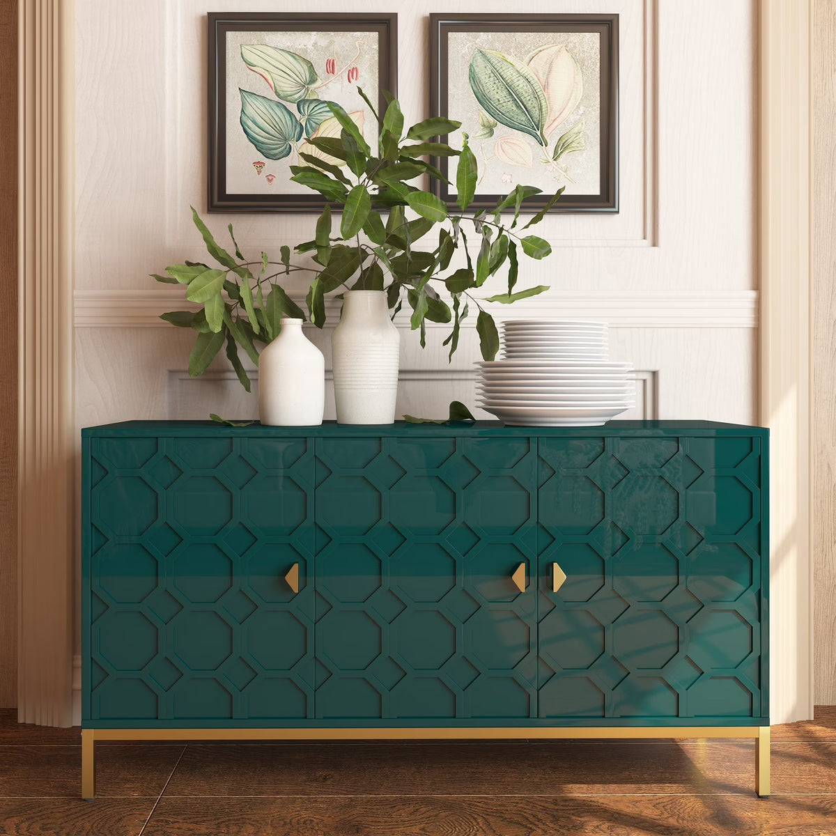 Clihome  2-Door Freestanding Locker Storage Accent Cabinet Blue