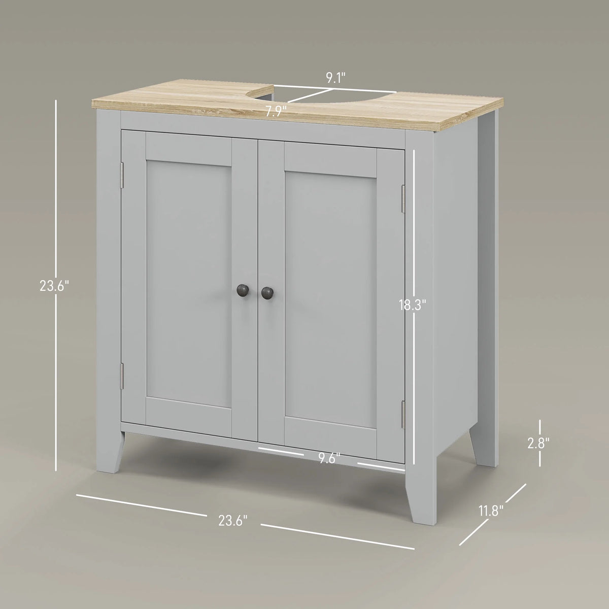 Kleankin Pedestal Sink Storage Cabinet, Under Sink Cabinet, Bathroom Vanity Cabinet with U-Shape and Adjustable Internal Shelf, White