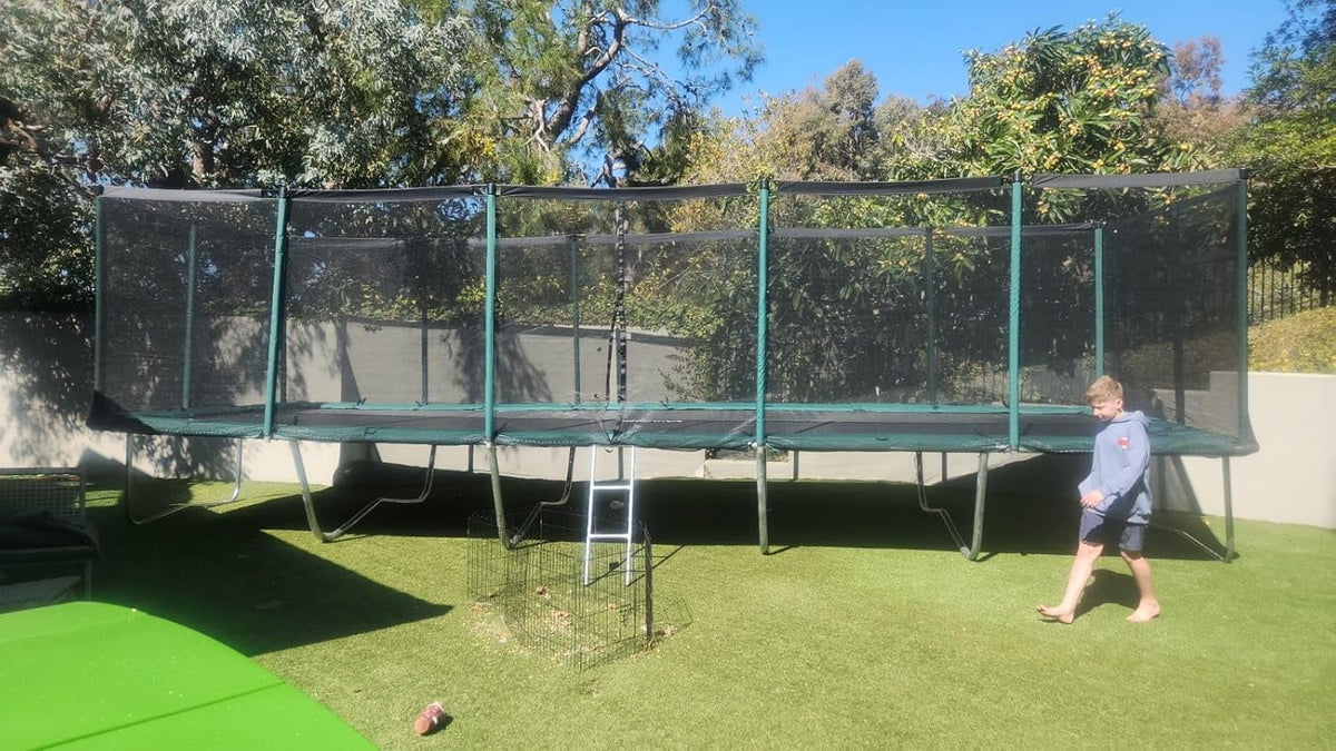 Galactic Xtreme 10x17 FT Outdoor Rectangle Trampoline with Net Enclosure 750Lbs Heavy Weight Jumping Capacity - Outdoor Gymnastics Trampolines for Adults and Kids