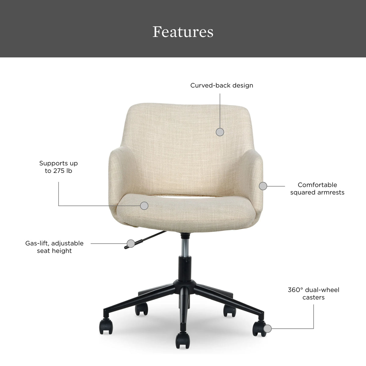 Better Homes & Gardens Lillian Office Chair, Rose