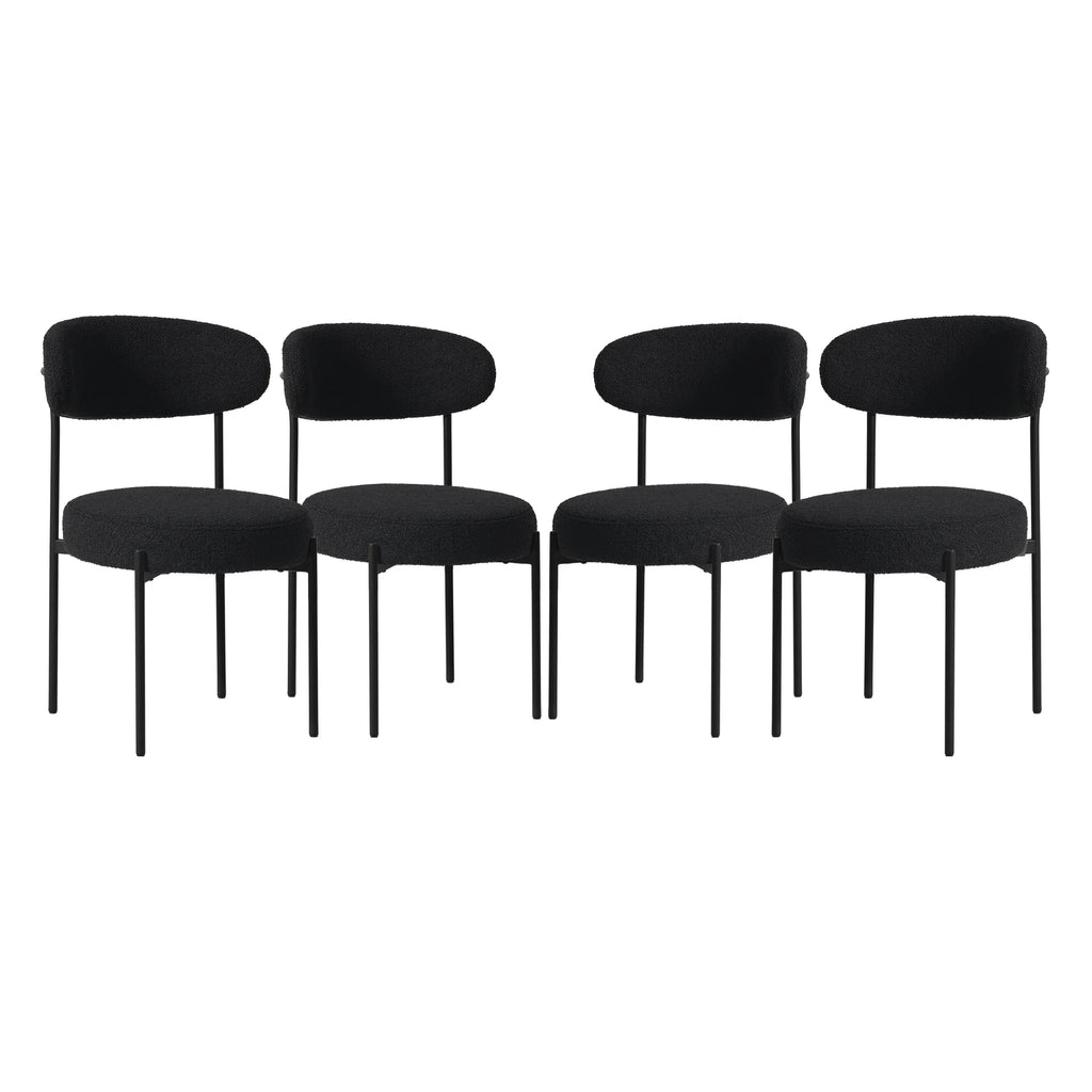 WestinTrends Alexandria Mid-Century Modern Upholstered Sherpa Round Dining Chairs (Set of 4), Sunset Gold