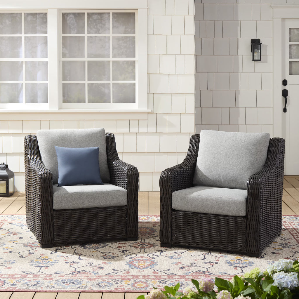 Better Homes & Gardens Bellamy  2-Pack Outdoor Wicker Club Lounge Patio Chairs, Dark Brown