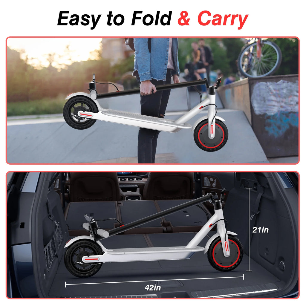 AOVOPRO WHITE ES80 350W 8.5' Foldable Electric Scooter for Adults and Child, 21 Miles Range