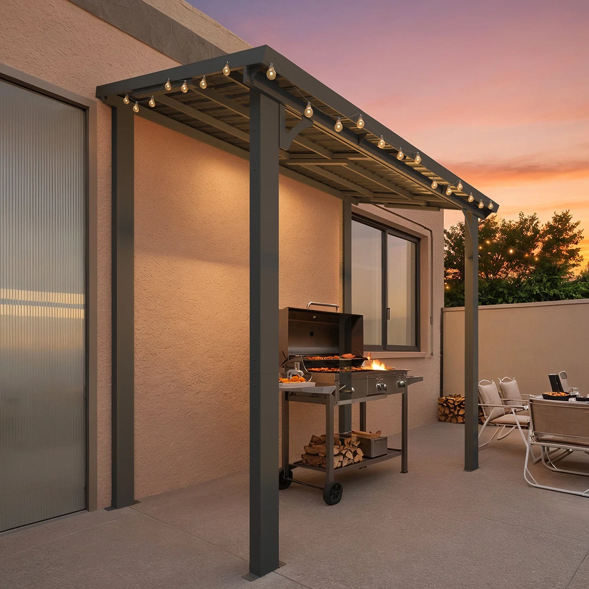 AECOJOY 10' x 12' Hardtop Gazebo, Heavy Duty Outdoor Gazebo with Galvanized Steel Sloping Roof, All Weatherproof Metal Gazebo Featuring Vertical Stripes for Patio, Backyard, and Lawns