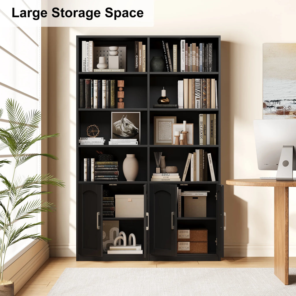 Homfa 73 Tall Bookcases with Doors, 8 Cubes 6-Tier Double Row Bookshelf, White Bookcase for Living Room Home Office
