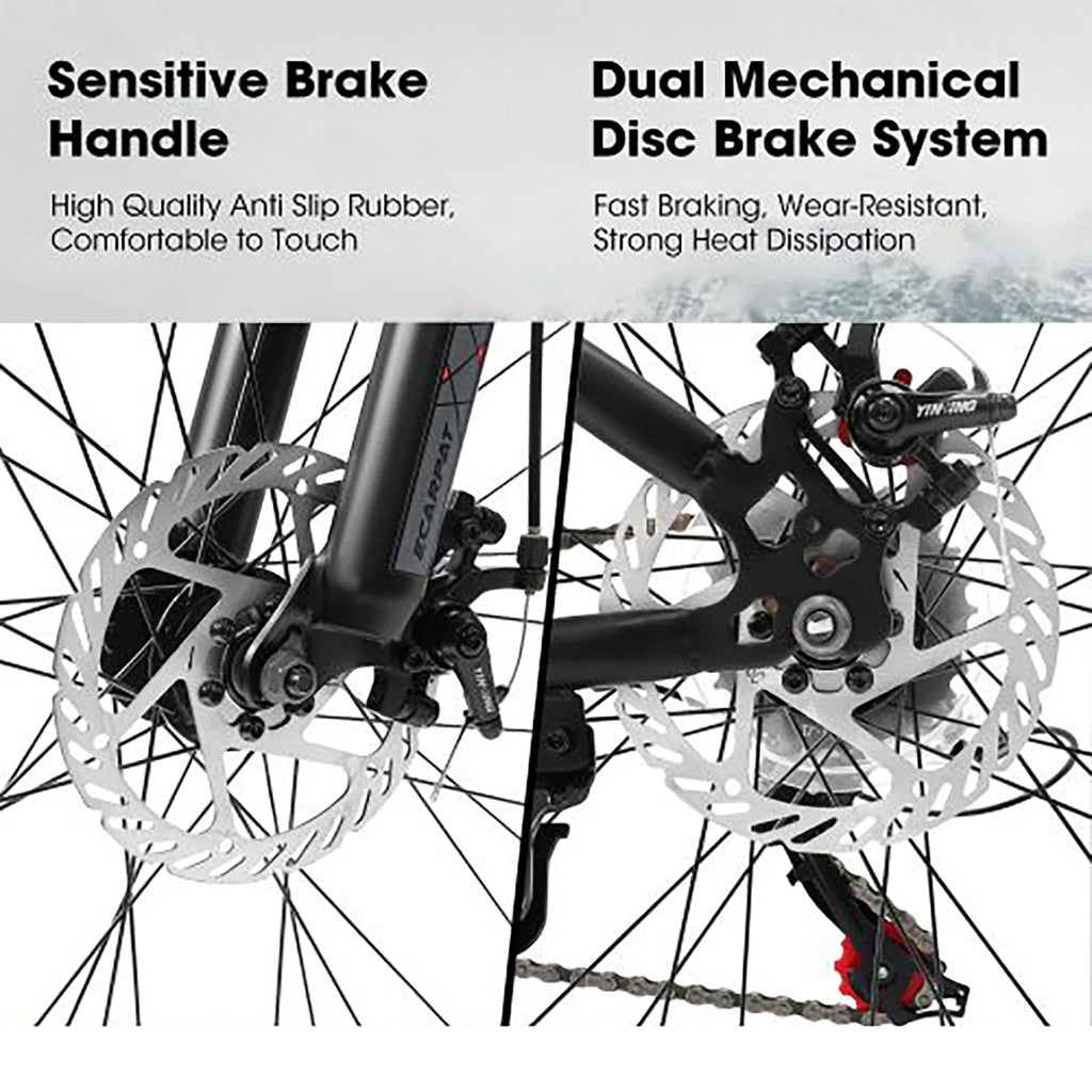 24 Inch Mountain Bike for Teenagers, High Carbon Steel Frame, Dual Full Suspension Mountain Bike, Mountain Tire, 21 Speed Mens Womens Outdoor Cycling, Birthday Gifts