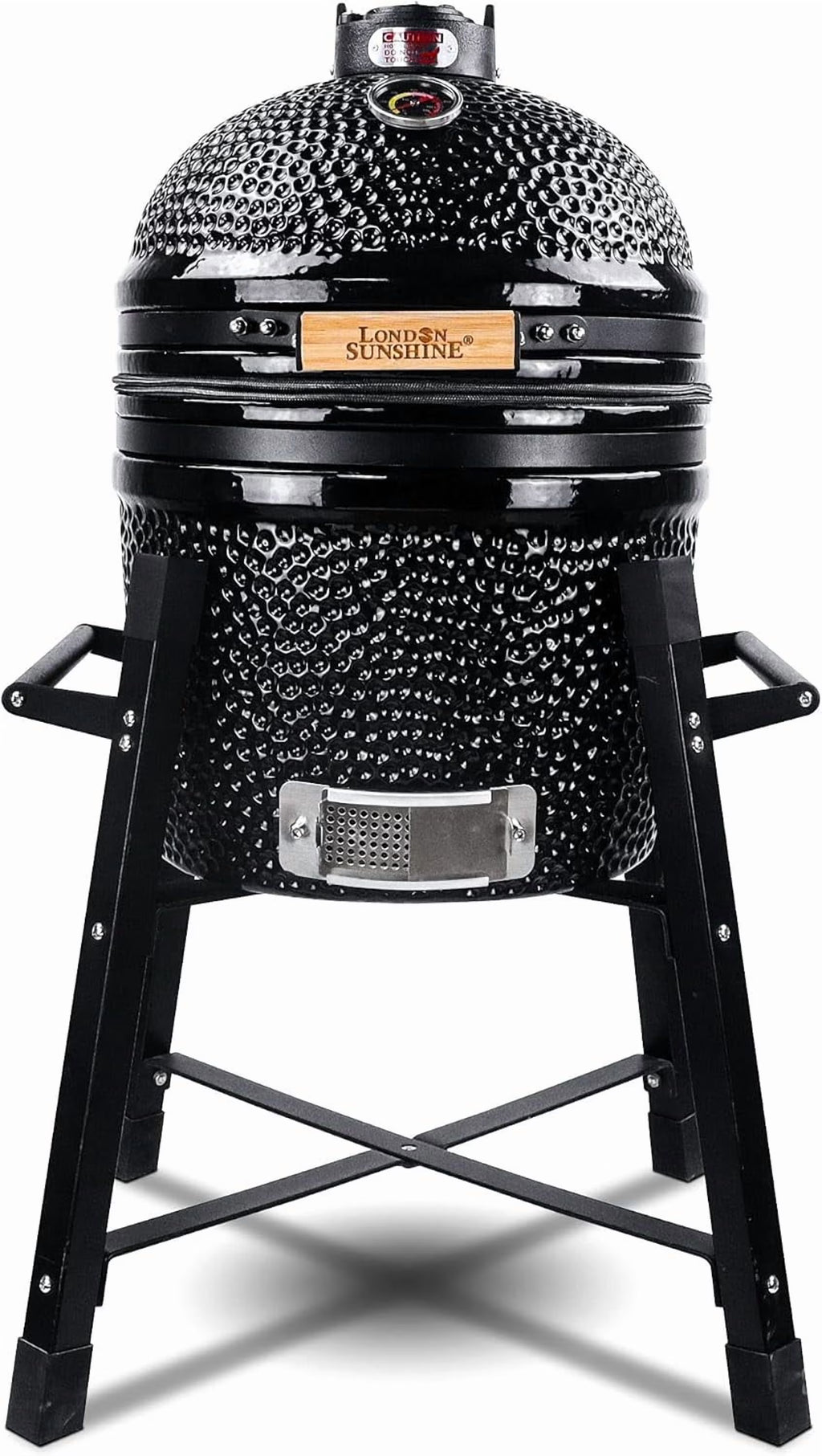 London Sunshine Ceramic Kamado Charcoal BBQ Grill -The Junior Series with Tall Stand (BLACK)