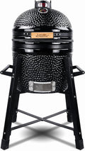 London Sunshine Ceramic Kamado Charcoal BBQ Grill -The Junior Series with Tall Stand (BLACK)