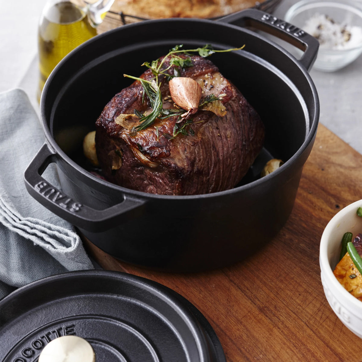 Staub Cast Iron 4-qt Round Cocotte - Matte Black