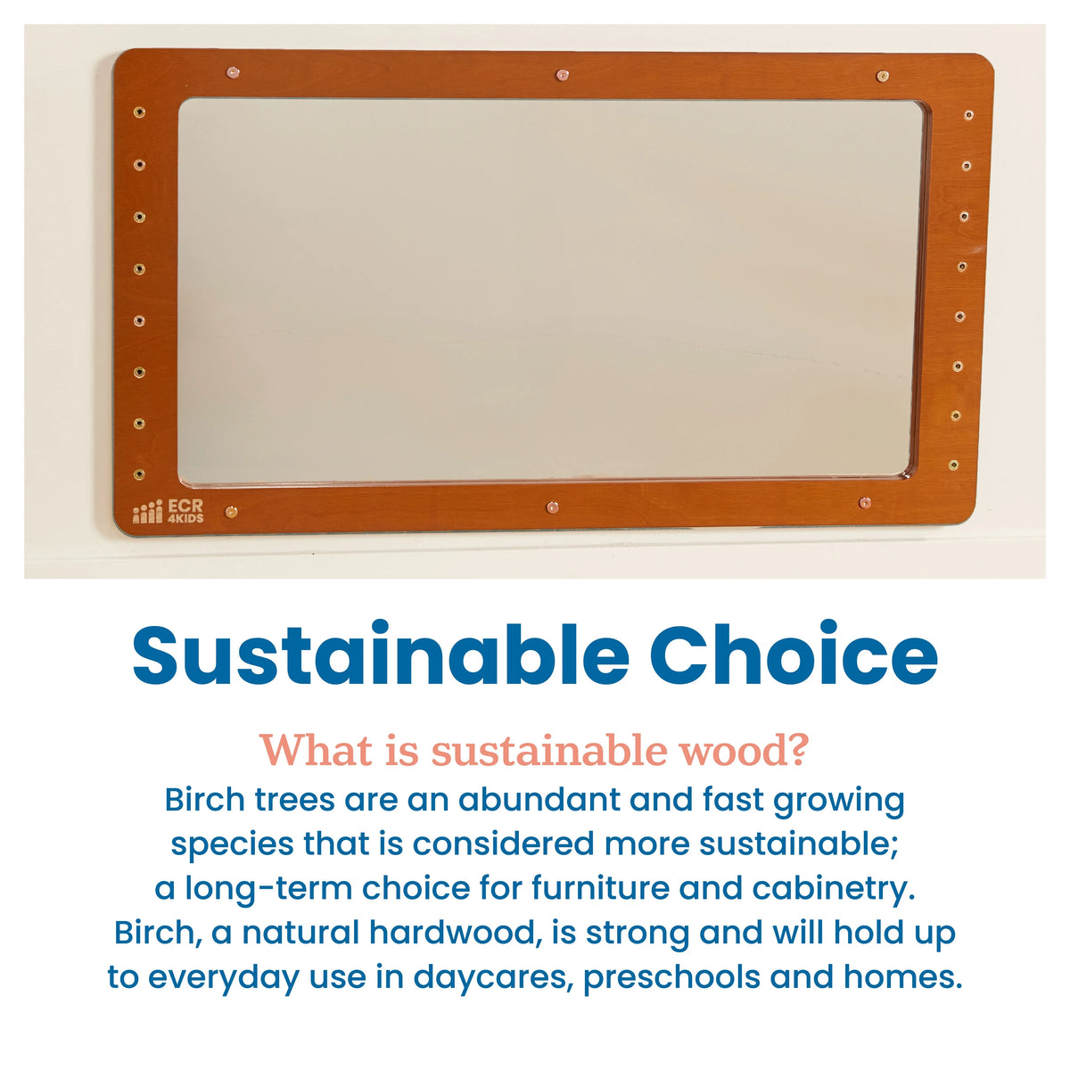 ECR4Kids Wall-Mounted Coordination Mirror, Natural