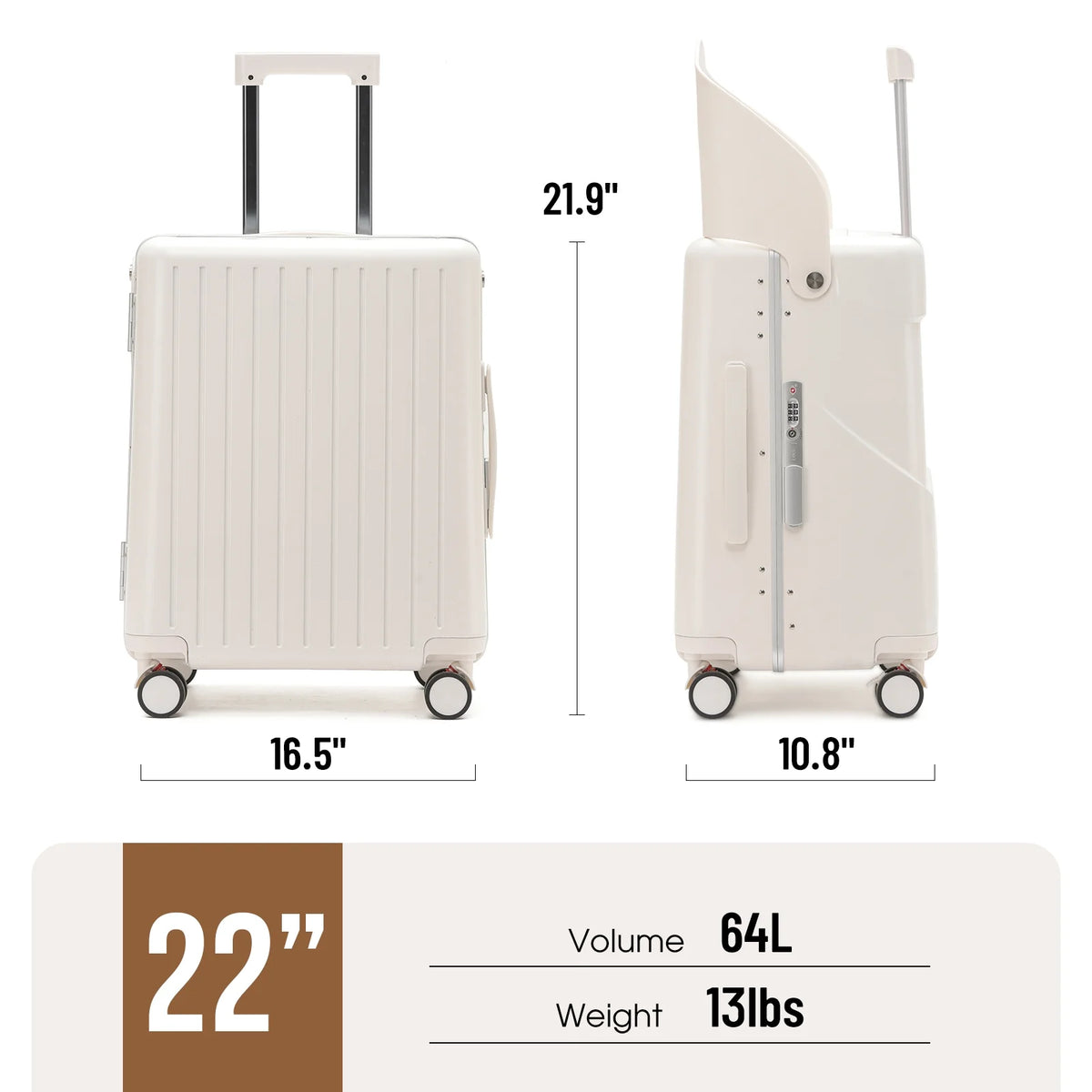 22 Inch TSA Lock Luggage with for Kids& Adult,Check in Lockable Spinner Wheels Free Luggage Cover and Safety Seatbelt Travel Suitcase