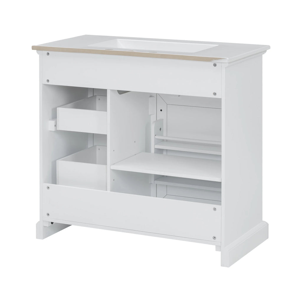 Christopher Knight Home 36" Bathroom Vanity with Sink, Tip-out Drawers, Soft-Close Doors, Grey