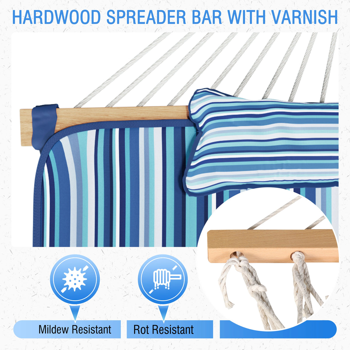 VEIKOUS 2-Person Hammock w/Metal Stand, Detachable Pad & Pillow 450lbs Weight Capacity, White